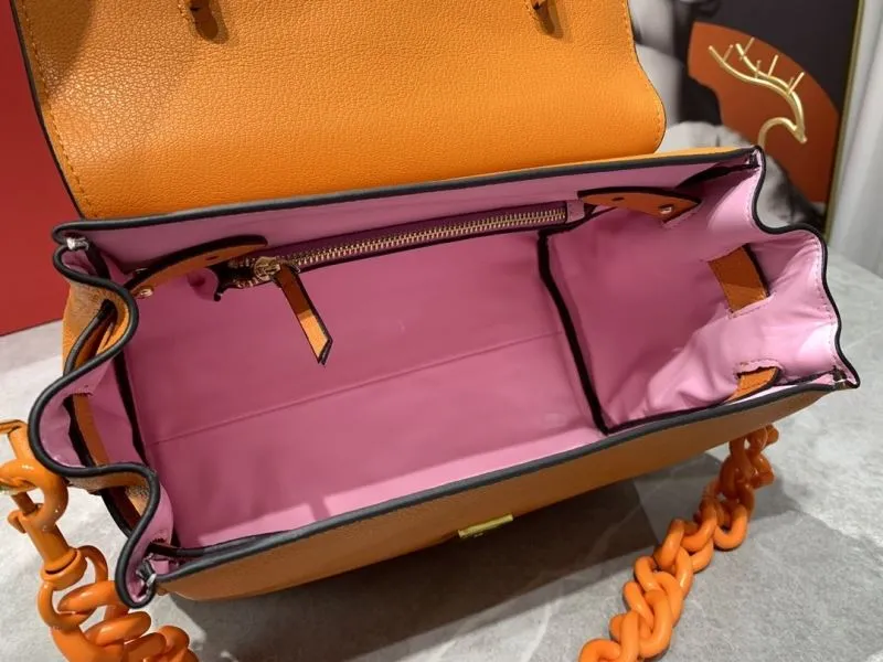 Versace Orange Leather Top Handle Handbag - Image 8