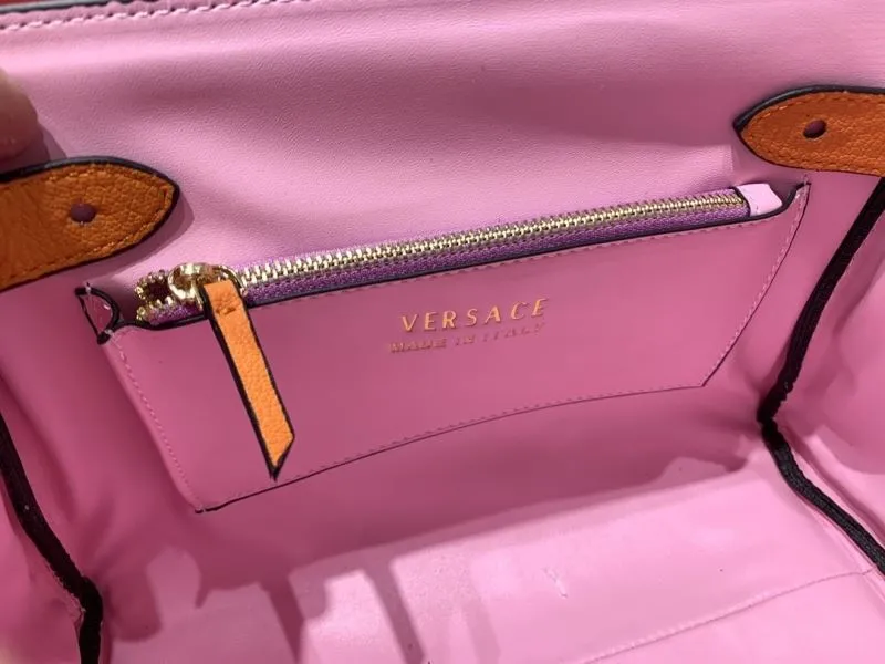 Versace Orange Leather Top Handle Handbag - Image 9