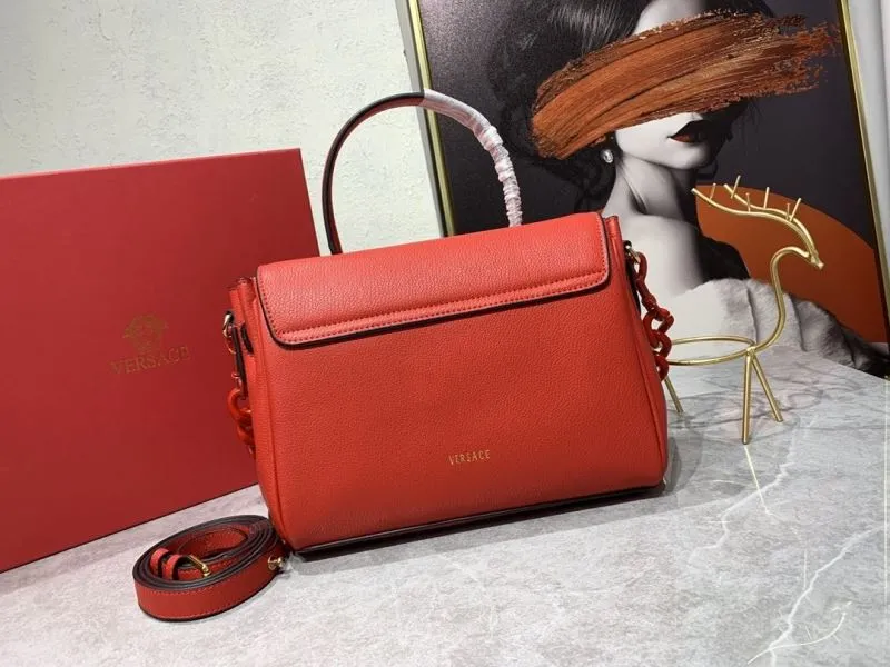 Versace Red Leather Top Handle Handbag 188 - Image 3