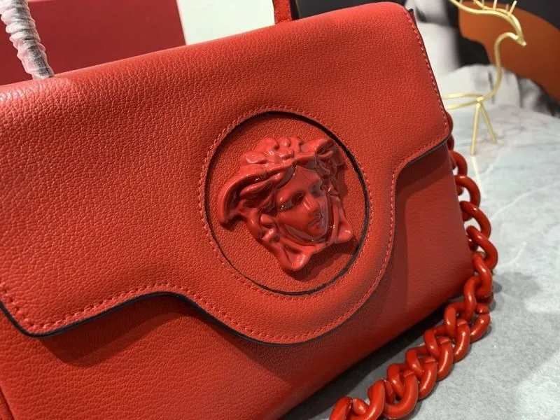 Versace Red Leather Top Handle Handbag 188 - Image 4