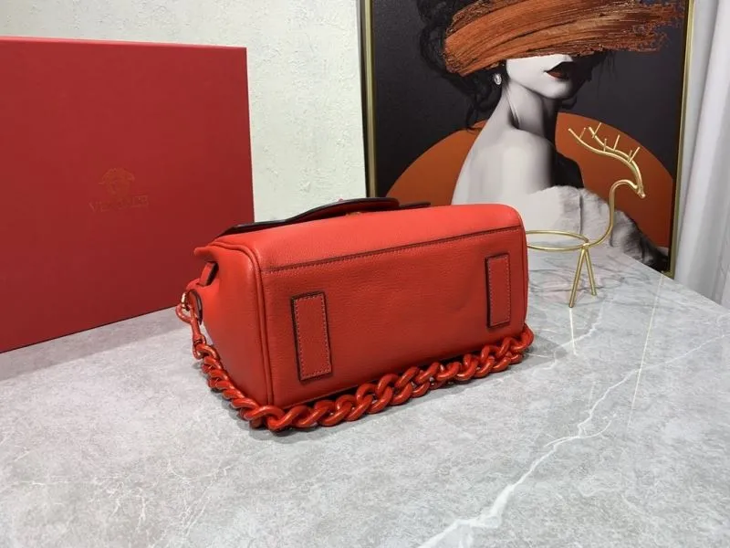 Versace Red Leather Top Handle Handbag 188 - Image 7