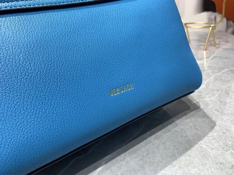 Versace Blue Top Handle Leather Handbag - Image 6
