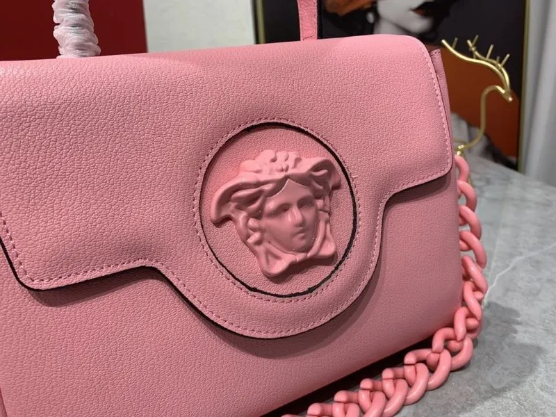 Versace Pink Leather Shoulder Handbag - Image 4