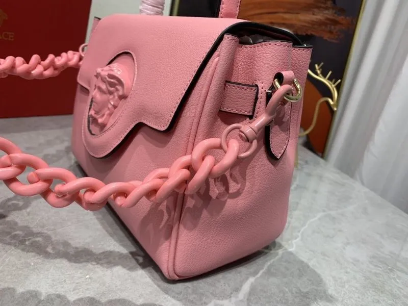 Versace Pink Leather Shoulder Handbag - Image 5