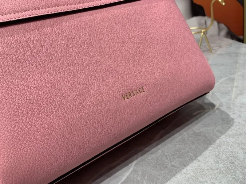 Versace Pink Leather Shoulder Handbag - Image 6
