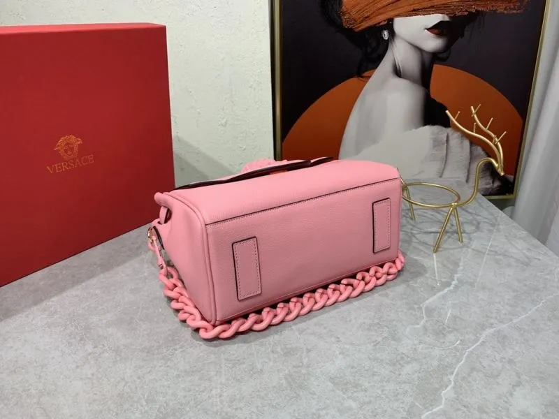 Versace Pink Leather Shoulder Handbag - Image 7