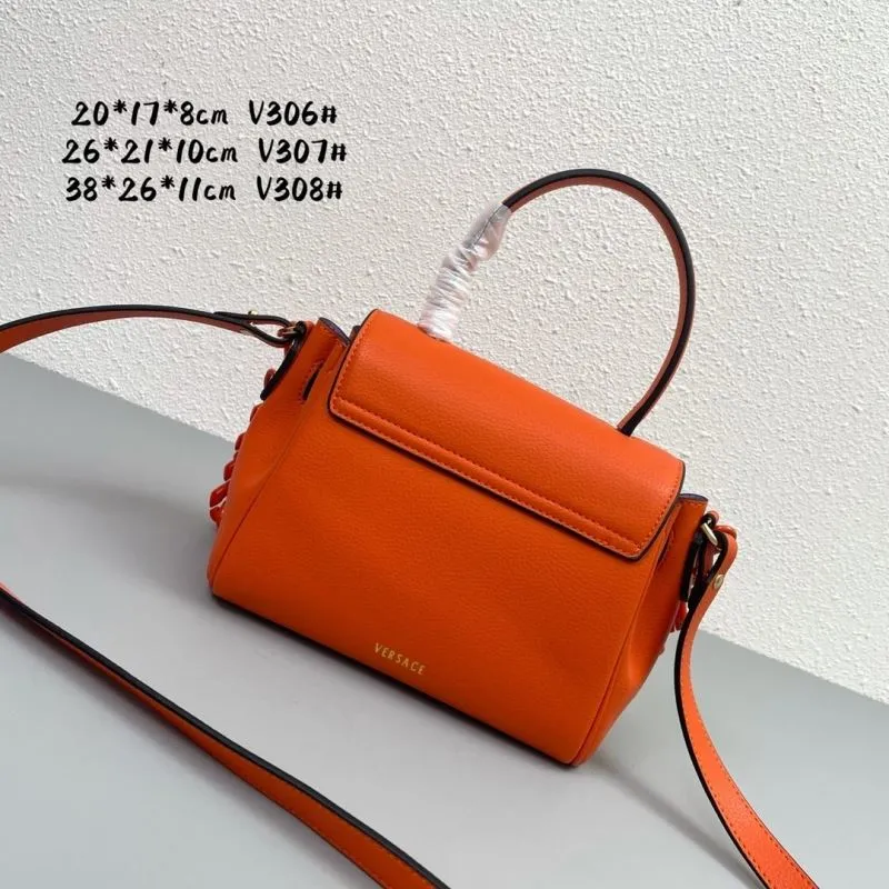 Versace Orange Leather Crossbody Handbag V306 - Image 3
