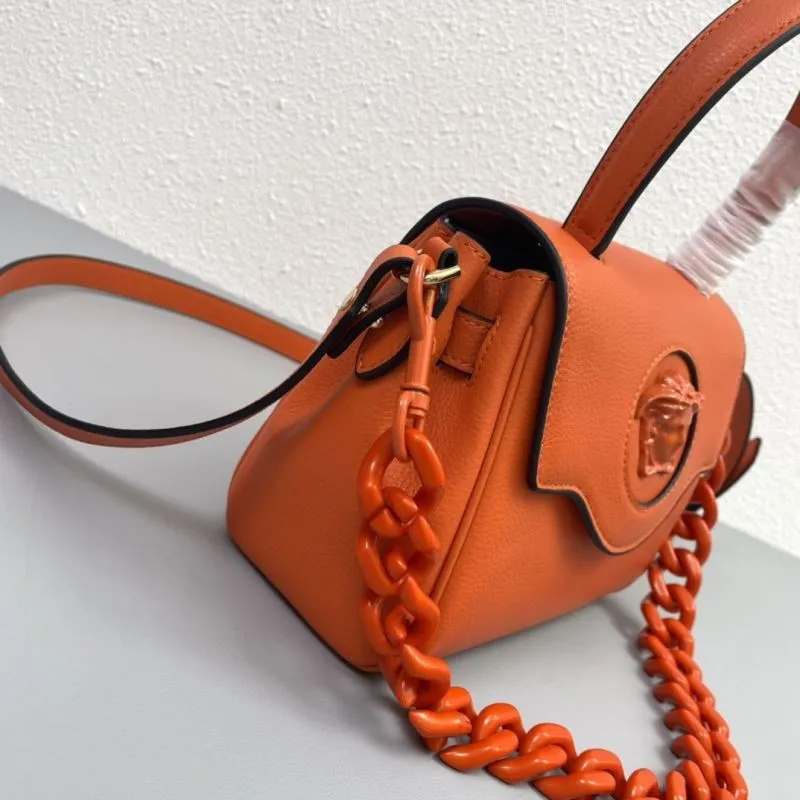 Versace Orange Leather Crossbody Handbag V306 - Image 5