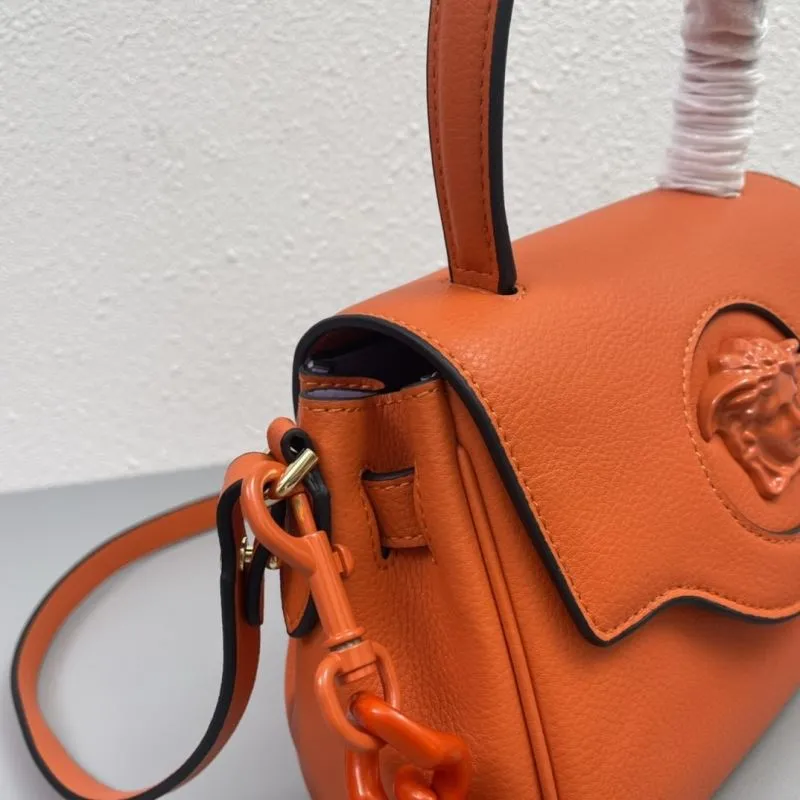 Versace Orange Leather Crossbody Handbag V306 - Image 6