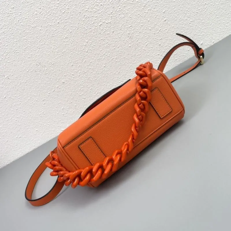 Versace Orange Leather Crossbody Handbag V306 - Image 7