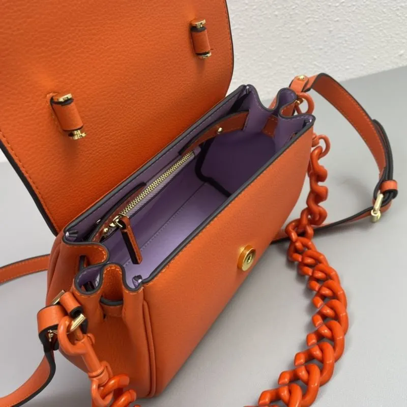Versace Orange Leather Crossbody Handbag V306 - Image 8