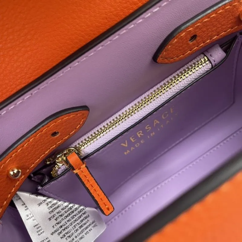 Versace Orange Leather Crossbody Handbag V306 - Image 9