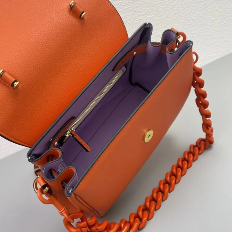 Versace Orange Leather Top Handle Handbag V306 V307 V308 - Image 8