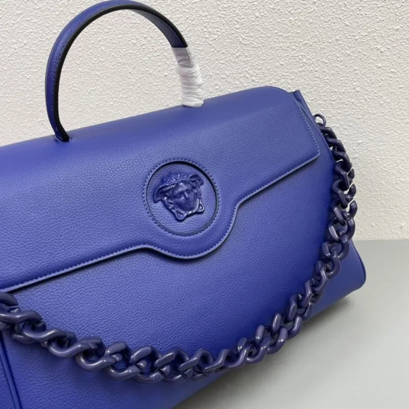 Versace Blue Large Leather Handbag V308 - Image 4