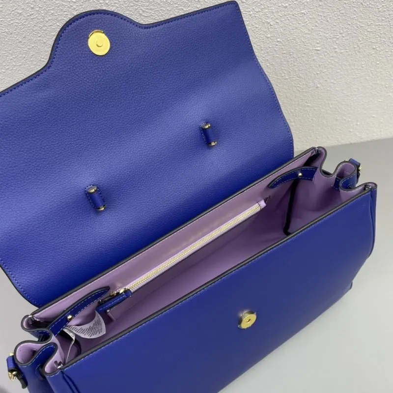 Versace Blue Large Leather Handbag V308 - Image 7