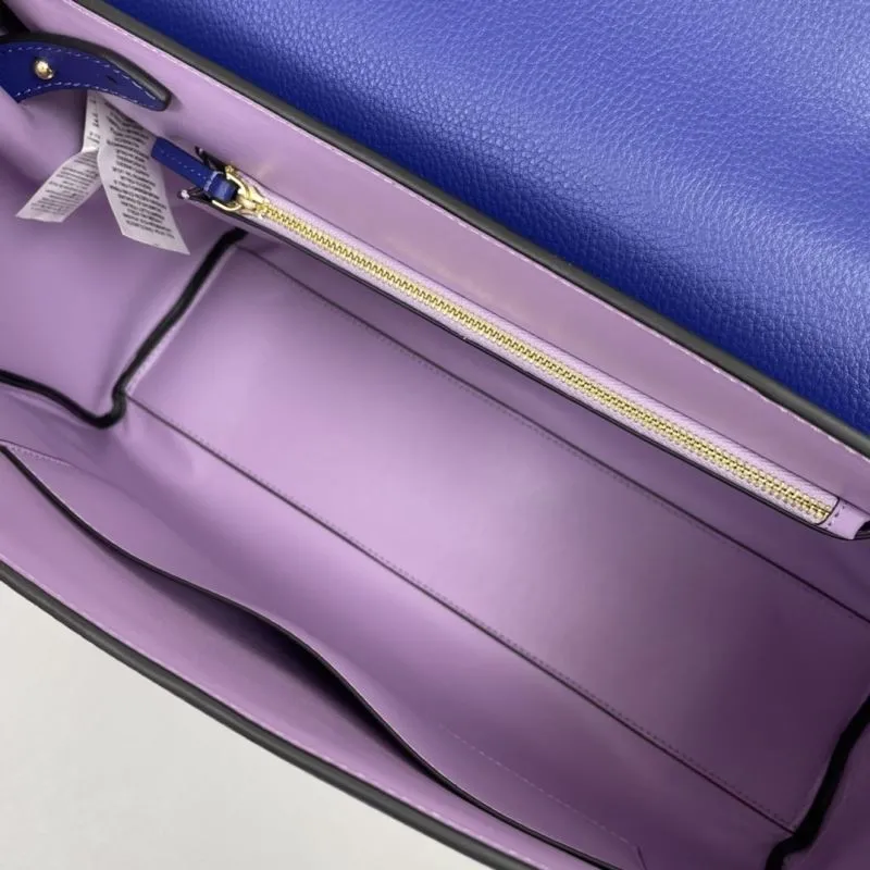 Versace Blue Large Leather Handbag V308 - Image 8