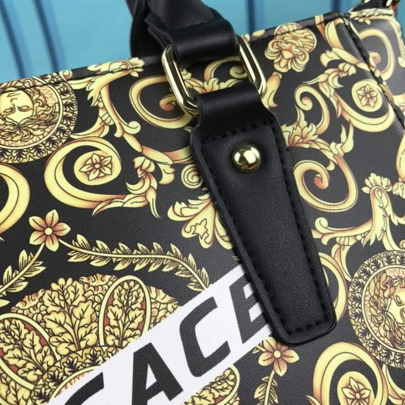 Versace Black Gold Baroque Handbag with Pouch - Image 7
