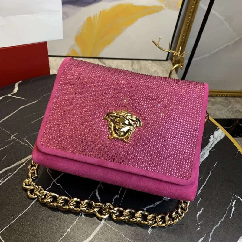 Versace Fuchsia Crystal Embellished Crossbody Bag - Image 4