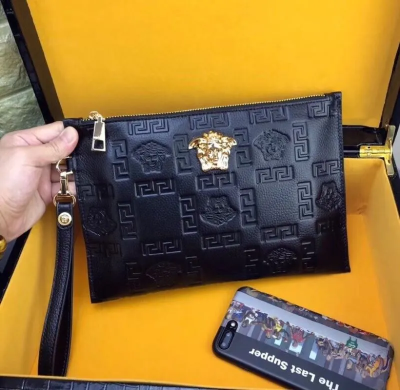 Versace Black Leather Clutch Bag - Image 3