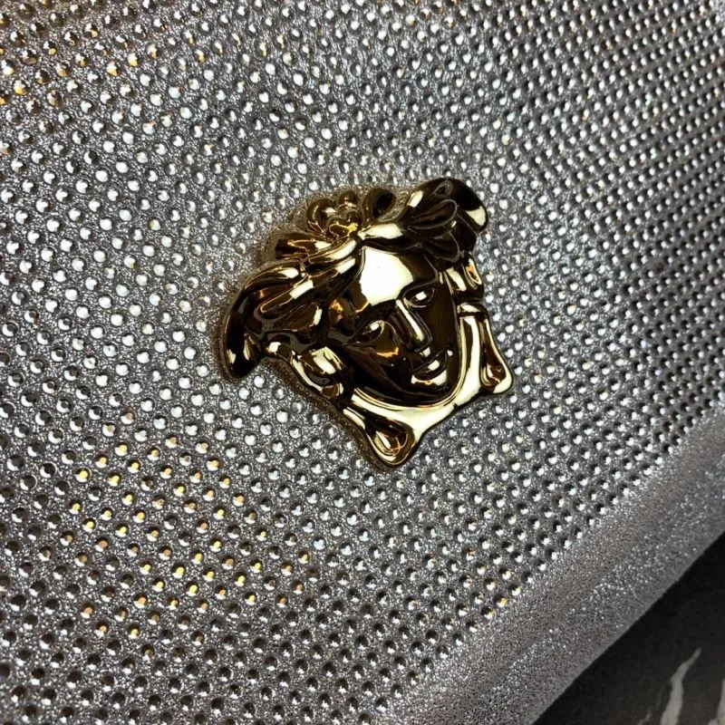 Versace Silver Crystal Chain Satchel Bag - Image 5