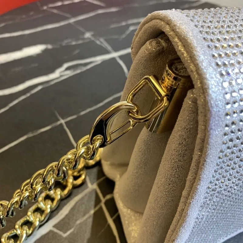 Versace Silver Crystal Chain Satchel Bag - Image 6