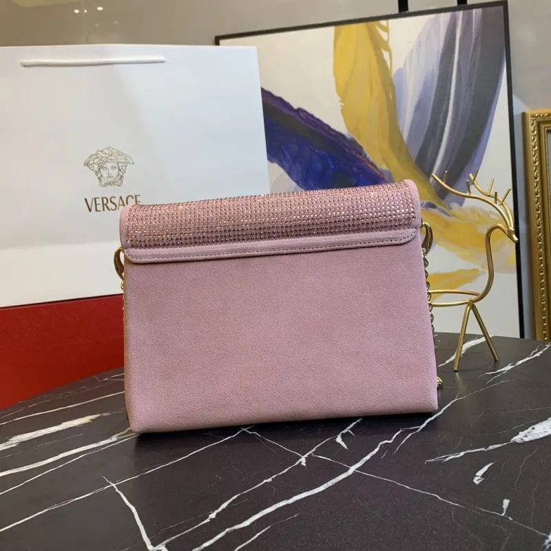 Versace Pink Crystal Chain Satchel Bag - Image 3