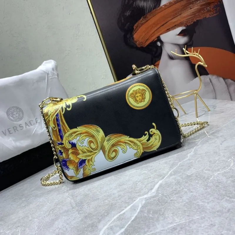 Versace Black Gold Baroque Crossbody Satchel Bag 24-7-16cm - Image 3