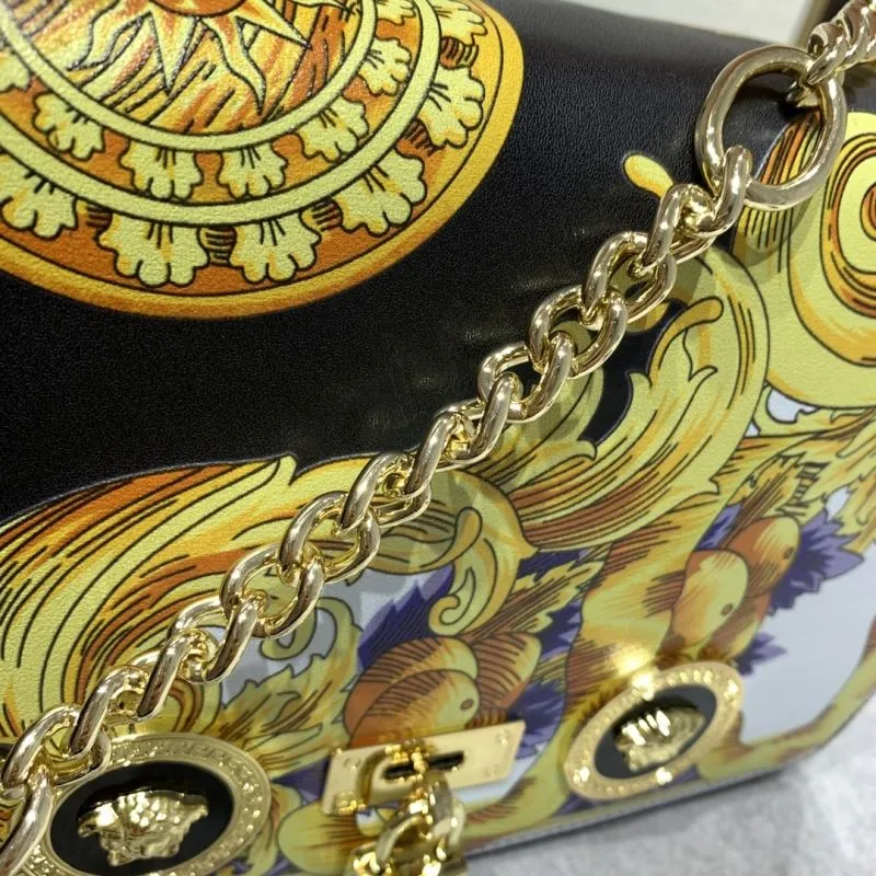 Versace Black Gold Baroque Crossbody Satchel Bag 24-7-16cm - Image 6