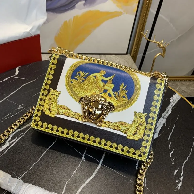 Versace Baroque Print Chain Satchel Bag - Image 4
