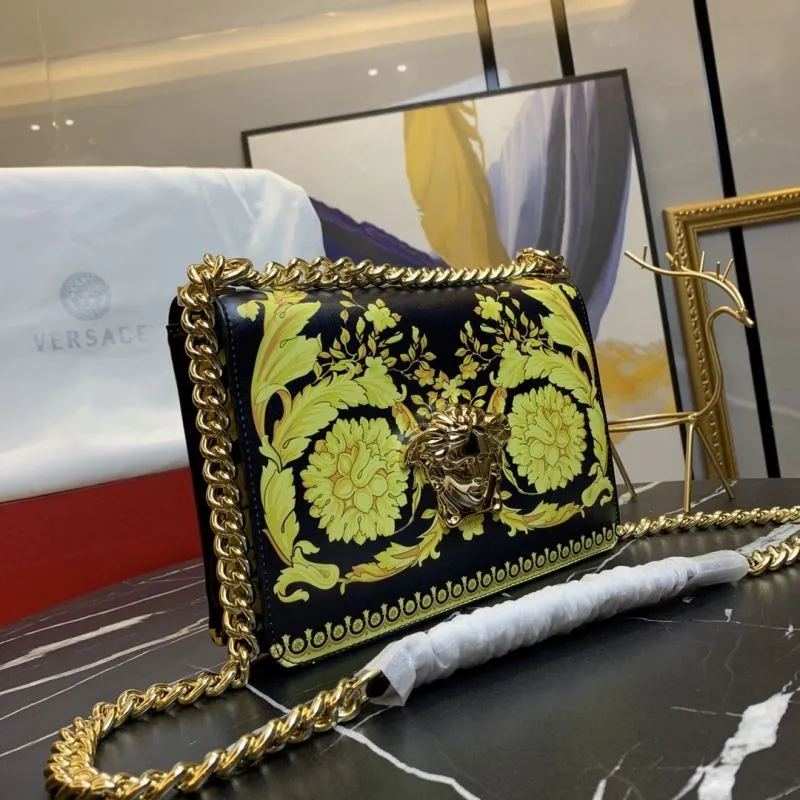 Alternative view of Versace Black Yellow Floral Chain Satchel Bag