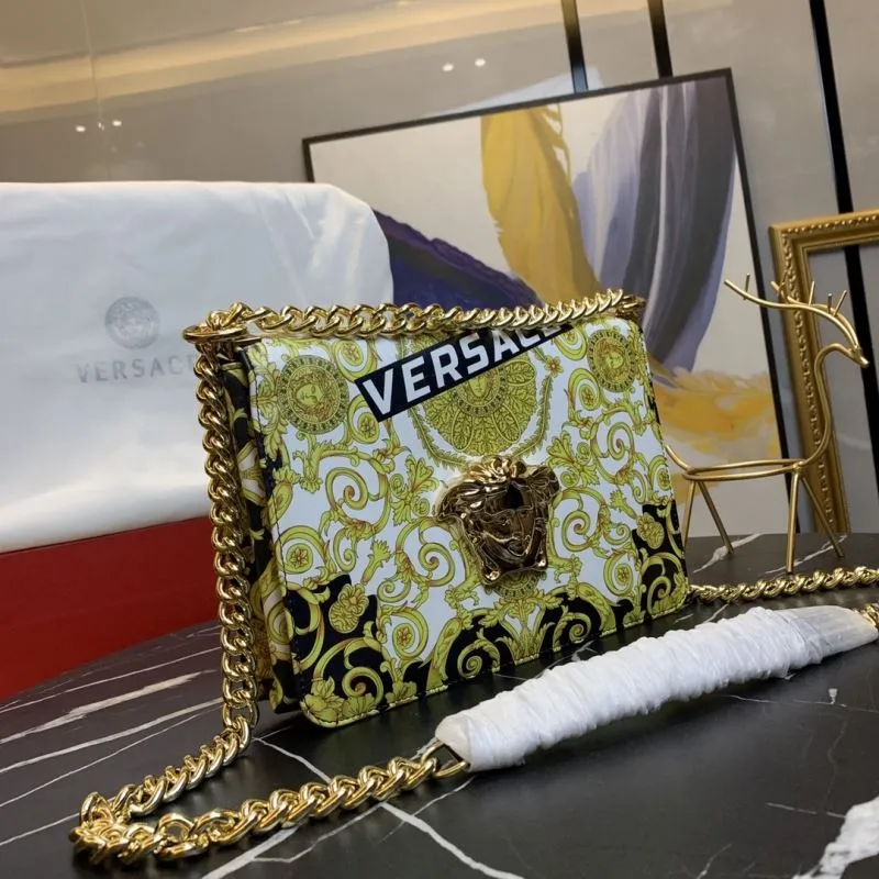 Alternative view of Versace White Gold Baroque Print Chain Satchel Bag
