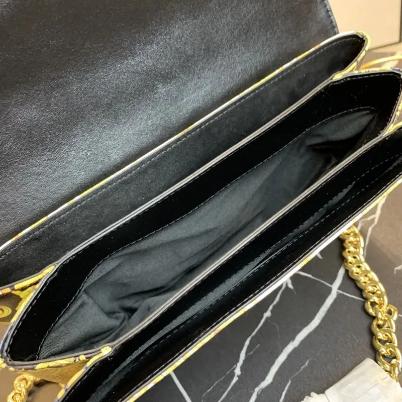 Versace White Gold Baroque Print Chain Satchel Bag - Image 8