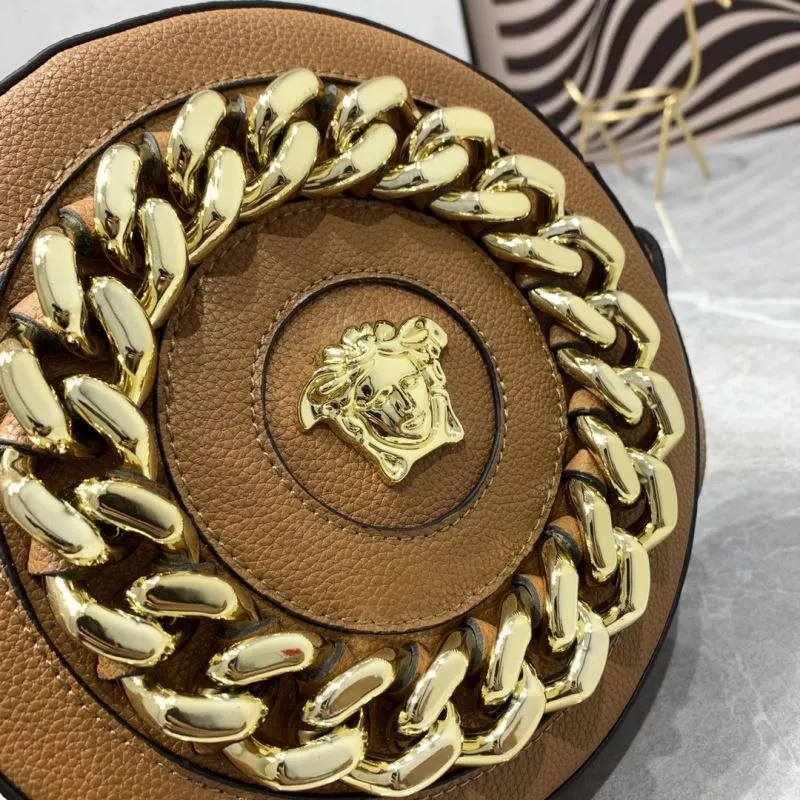 Versace 3268 Brown Round Crossbody Bag 19x5x19cm - Image 4