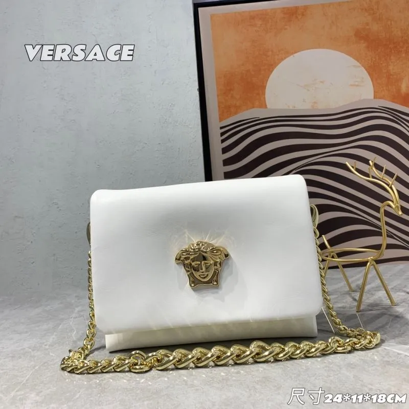 Versace White Chain Satchel Bag