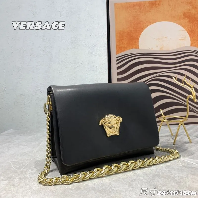 Alternative view of Versace Black Leather Chain Satchel Bag 24x11x18CM
