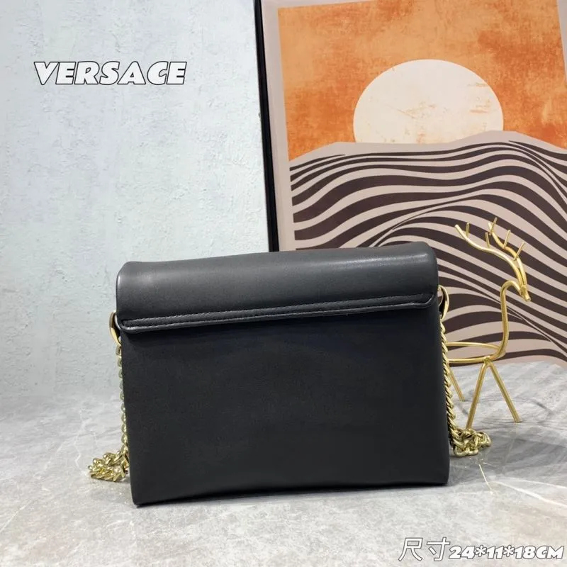 Versace Black Leather Chain Satchel Bag 24x11x18CM - Image 3