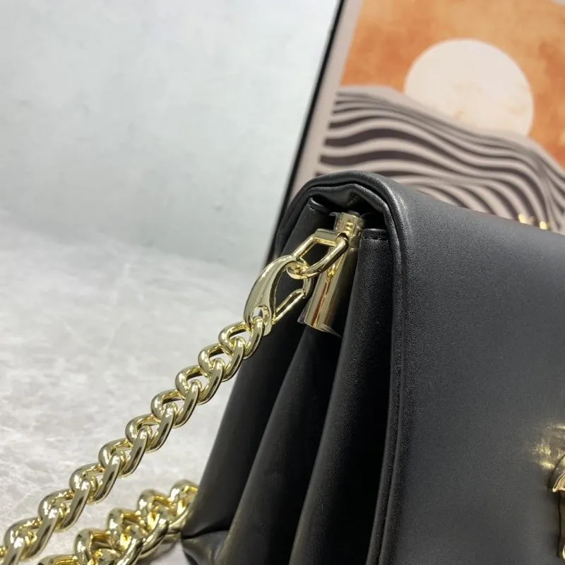 Versace Black Leather Chain Satchel Bag 24x11x18CM - Image 5