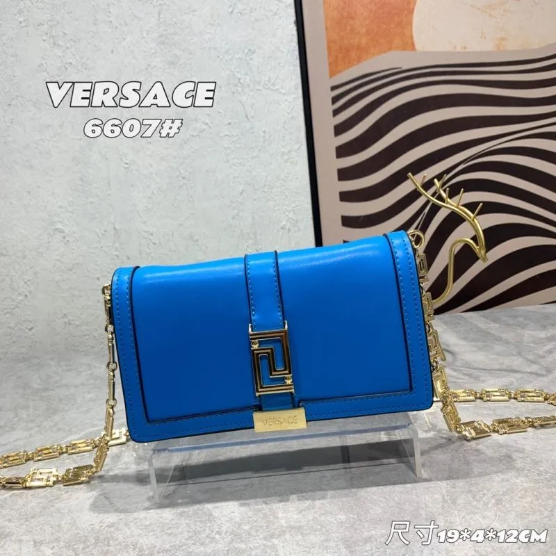 Versace 6607 Blue Leather Crossbody Bag