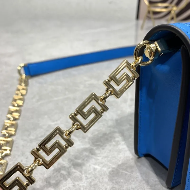 Versace 6607 Blue Leather Crossbody Bag - Image 5