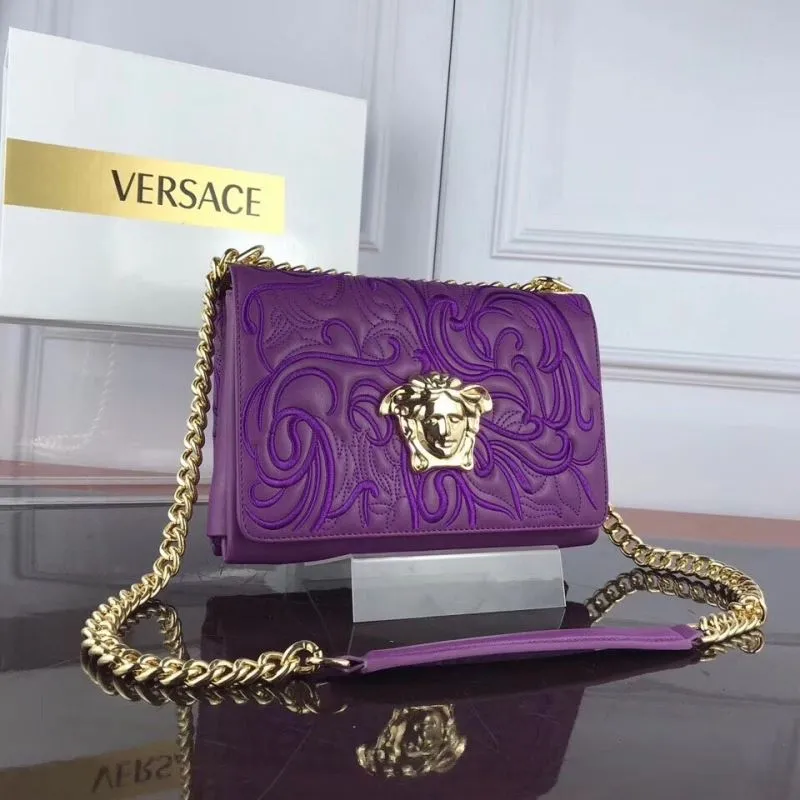 Alternative view of Versace Purple Embroidered Chain Satchel Bag 50
