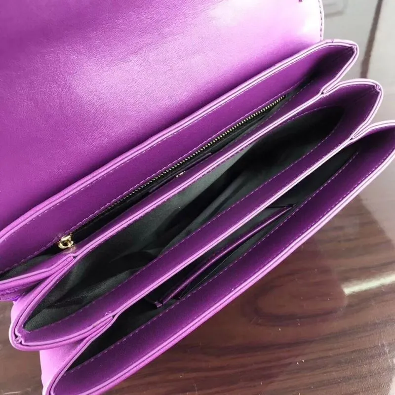 Versace Purple Embroidered Chain Satchel Bag 50 - Image 7