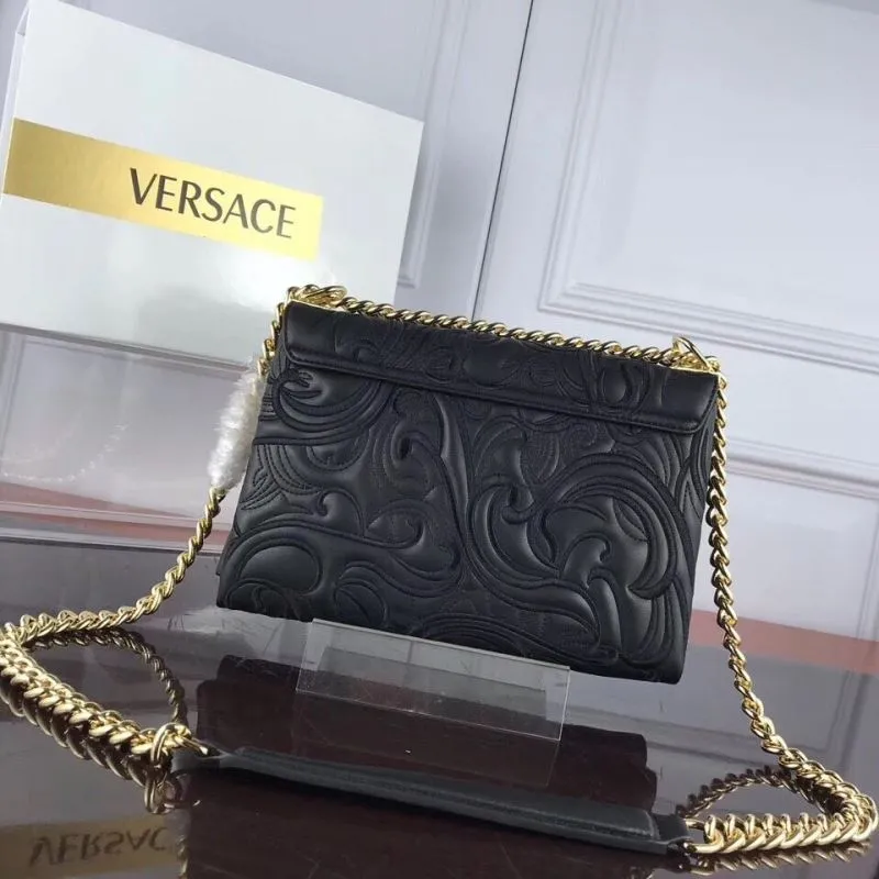 Versace Black Quilted Chain Satchel Bag - Image 3