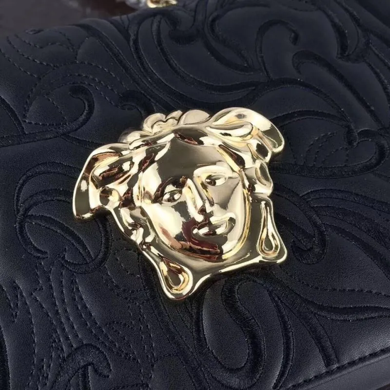 Versace Black Quilted Chain Satchel Bag - Image 4
