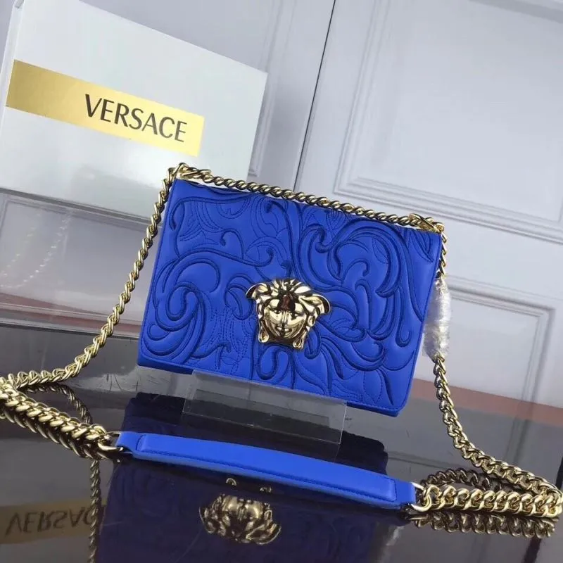 Versace Blue Chain Satchel Shoulder Bag 53