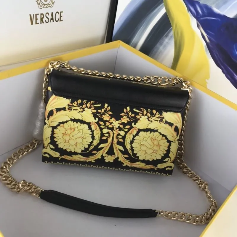 Alternative view of Versace Black Gold Floral Satchel Bag 54