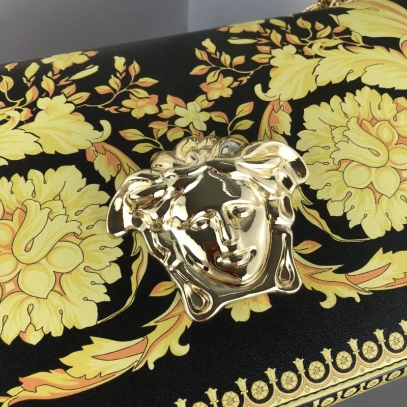 Versace Black Gold Floral Satchel Bag 54 - Image 3