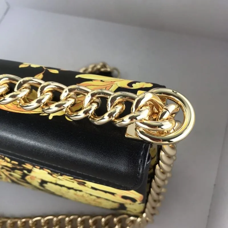 Versace Black Gold Floral Satchel Bag 54 - Image 8