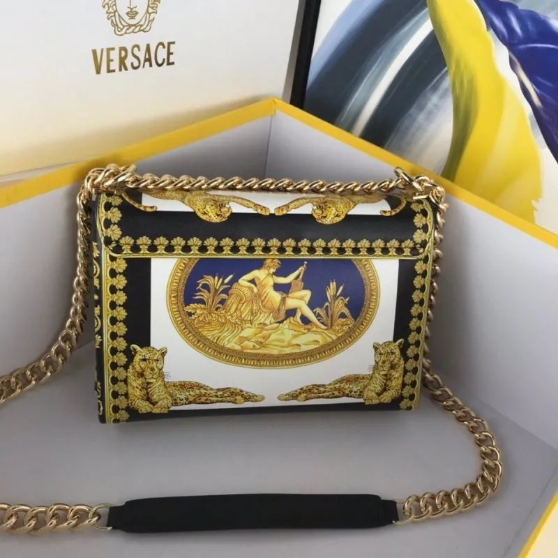 Alternative view of Versace Gold Leopard Print Chain Satchel Bag