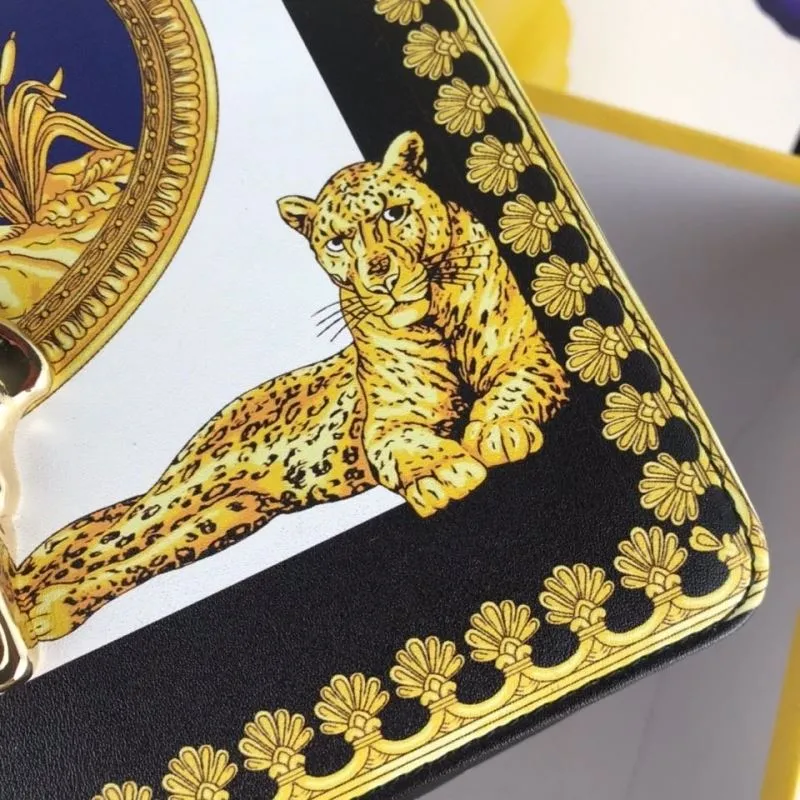 Versace Gold Leopard Print Chain Satchel Bag - Image 5