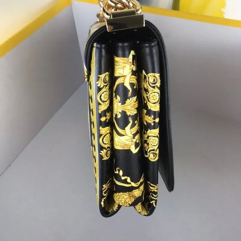 Versace Gold Leopard Print Chain Satchel Bag - Image 6